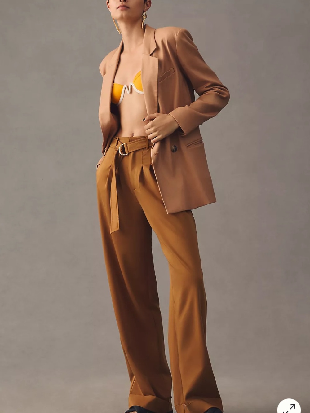 Avec Les Filles Wide-Leg Belted Trousers - Brown